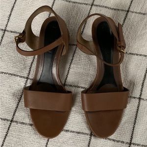 MARMI BROWN LEATHER HEEL SANDALS
